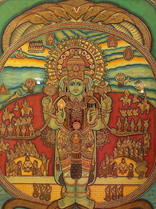 The Cosmic Form of Lord Krishna (Vishvarupam) | Tanjore Painting with ...