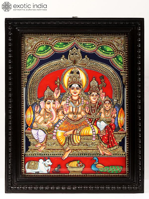 Lord Shiva Family Tanjore Painting | With Frame