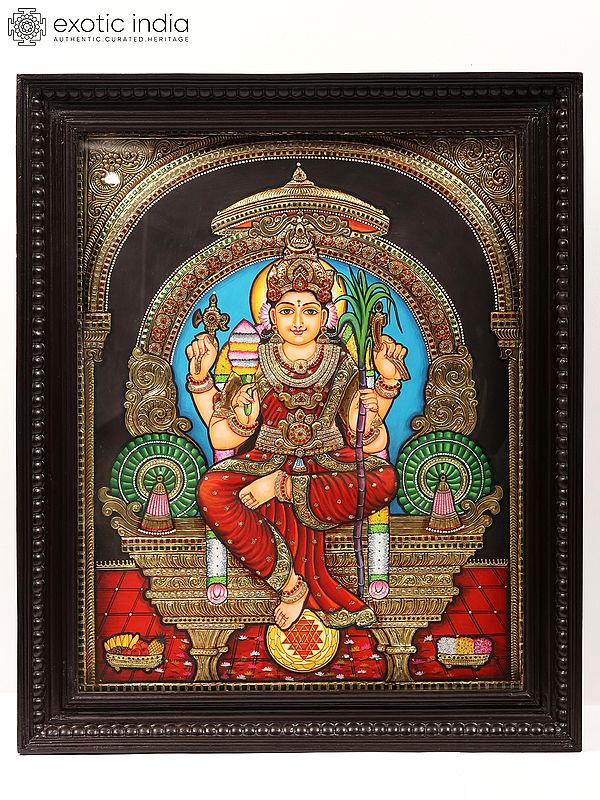 Goddess Rajarajeshvari (Kamakshi) | Tanjore Painting | With Frame