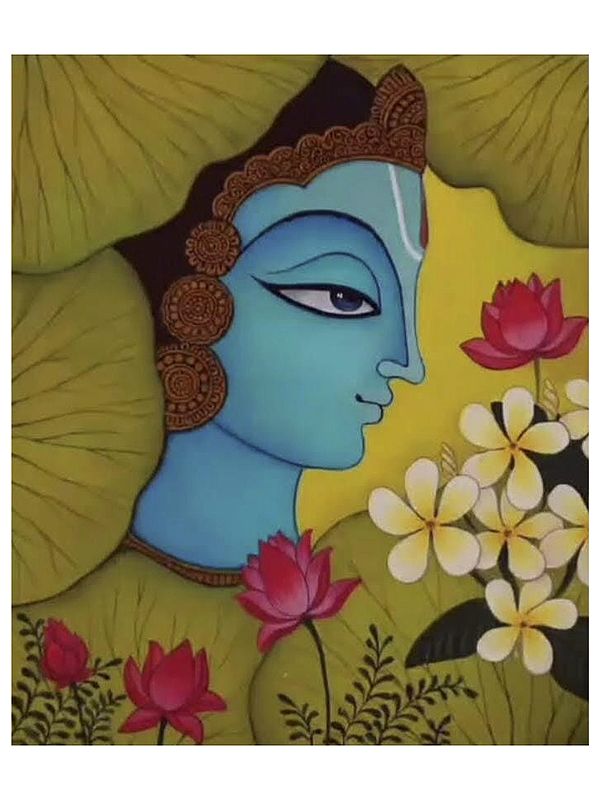 Krishna in Deep Thinking | Watercolor | By Abhishek Kumar