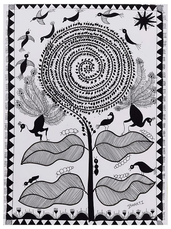 Tree of Life - Warli Painting | Watercolor on Brusto Paper | By Prachi Deshpande