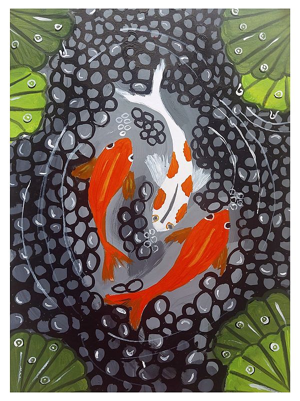 Fishes on Upper Surface of Water | Watercolor on Canvas | By Prachi Deshpande