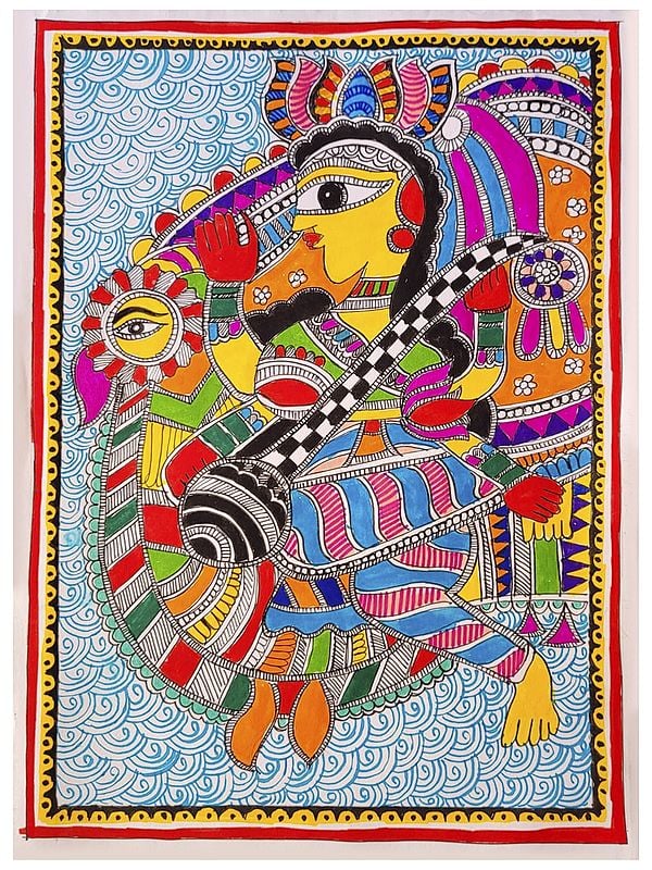 Goddess Saraswati Colorful Painting | Watercolor On Canvas | By Prachi Deshpande
