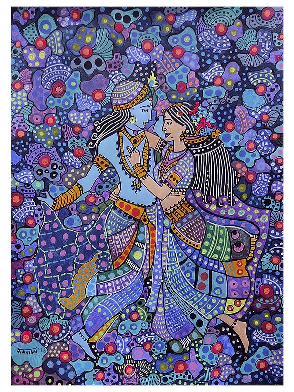 Radha Madhav - Unbreakable Relation | Acrylic And Ink On Paper | By Rukshana Tabassum