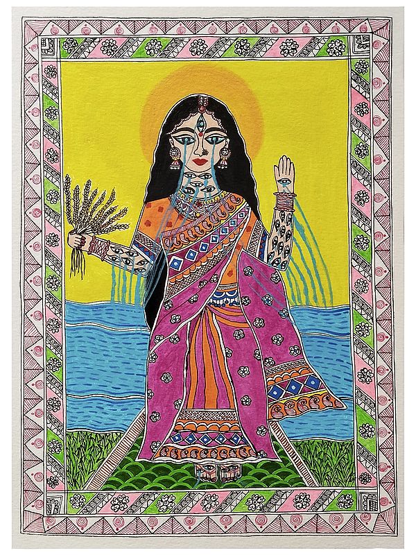 Maa Shatakshi - Goddess of Nourishment | Madhubani Painting by Nishu Singh