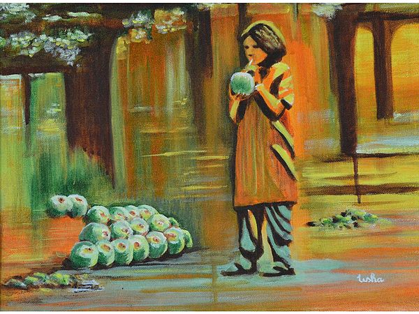 Cool Sip - Acrylic Painting | Acrylic On Canvas | By Usha Shantharam