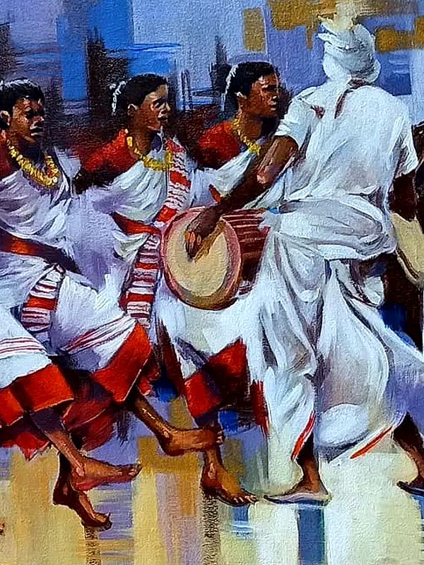 Jhumar Painting - Folk Dance Of Jharkhand | Acrylic On Canvas | By ...