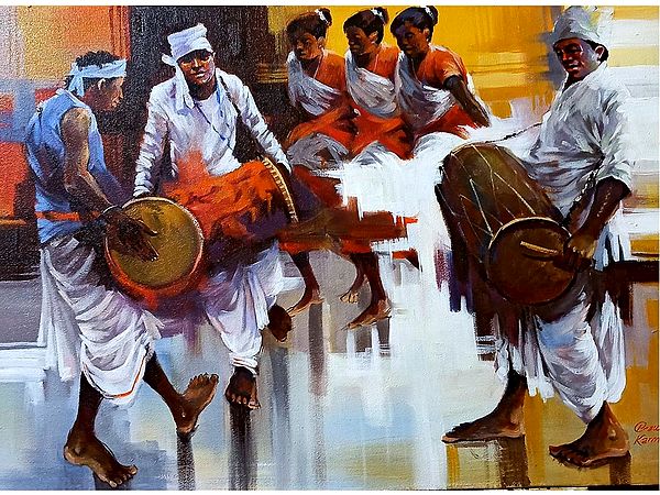 Rhythmic Dance Of Jhumar | Acrylic On Canvas | By Praween Karmakar