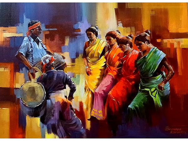 Santhali Dance of Jharkhand | Acrylic on Canvas | By Praween Karmakar