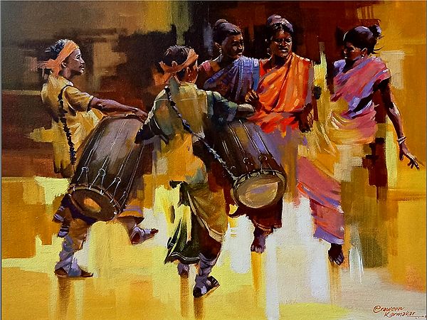 Cultural Dance Form of Jharkhand | Acrylic on Canvas | By Praween Karmakar