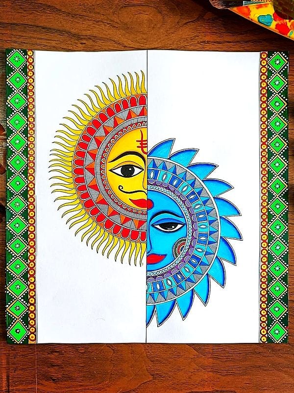 The Bond of Sun and Moon | Painting on Paper | By Anshu Tripathi