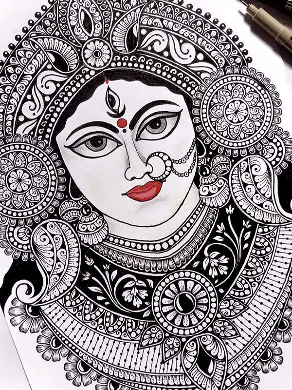 Goddess Durga | Mandala Art by Shivani Patra | Exotic India Art