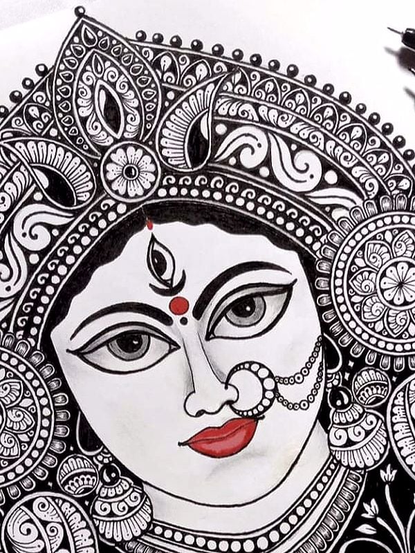 Goddess Durga | Mandala Art by Shivani Patra | Exotic India Art