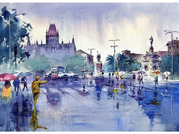 Beautiful Painting Of Wet Mumbai | Watercolor Painting | By Gulshan Achari