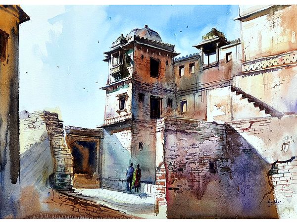 Painting Of Chittorgarh Fort - Rajasthan | Watercolor Painting | By Gulshan Achari