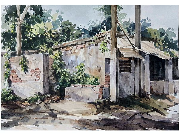 An Abandoned House | Painting by Mainak Bhowmick