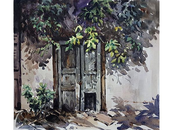 Old Door | Watercolor on Paper | Painting by Mainak Bhowmick