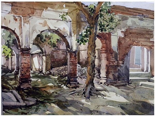 Old Palace of Murshidabad | Painting by Mainak Bhowmick