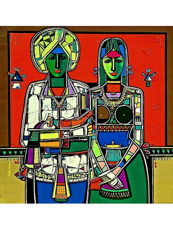 Indian Couple | Painting by Girish Adannavar
