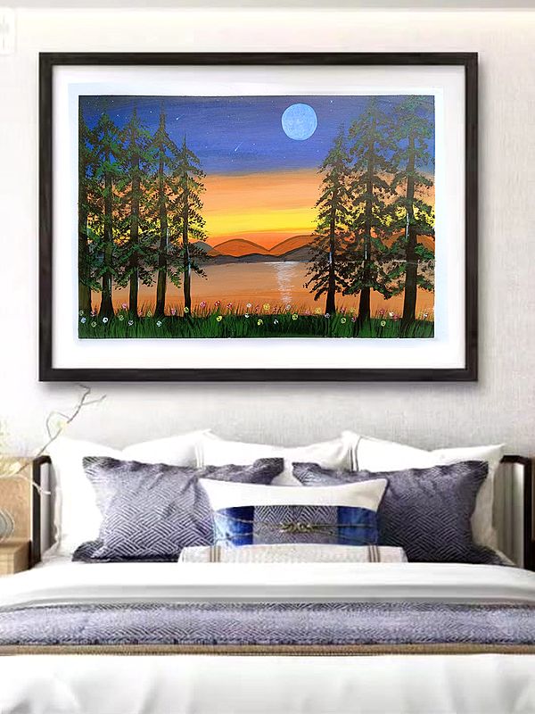 Painting of Sunset by Neeta Panchal | Art on Canvas with Frame