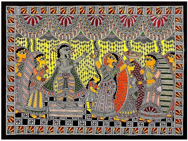 Parikshan - Part of Wedding Rituals | Acrylic on Handmade Sheet | By Urwashi Nirala