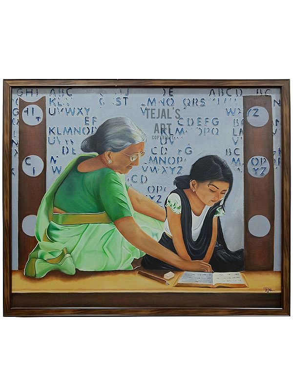 Paramarsh - Teaching Time | Oil On Canvas | By Tejal Modi | With Frame