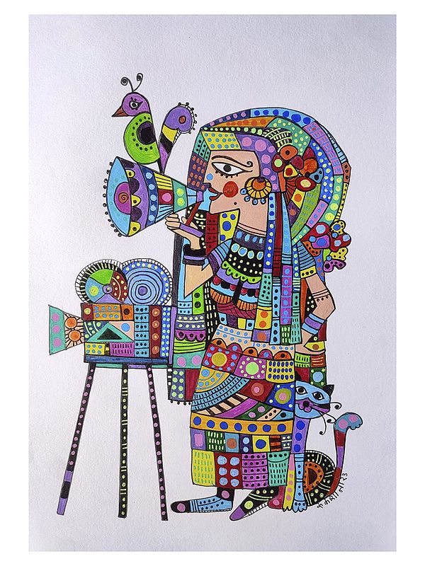 Cinema Girl | Acrylic And Ink On Paper | By Rukshana Tabassum