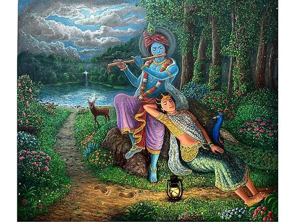 Radh Krishna | Oil Painting by Somnath Harne