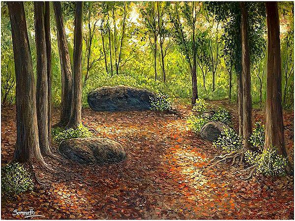 A Walk in The Forest | Oil Painting by Somnath Harne