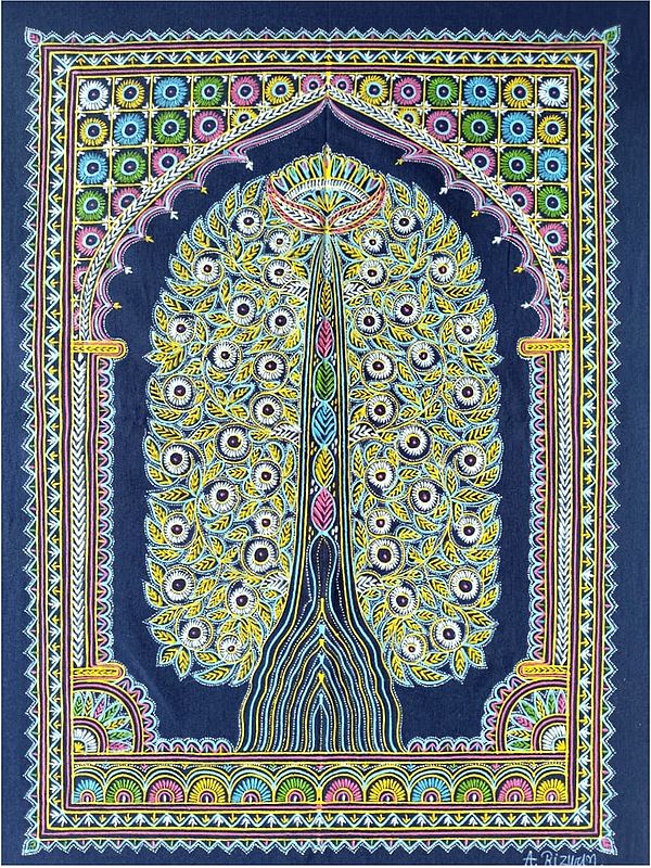 Attractive Painting of Tree of Life - Rogan Art | Natural Mineral Color on Cloth | By Rizwan Khatri