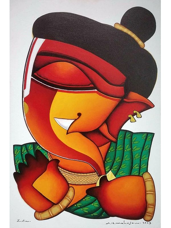 Meditative Ganesha | Acrylic on Canvas | By Arvind Mahajan