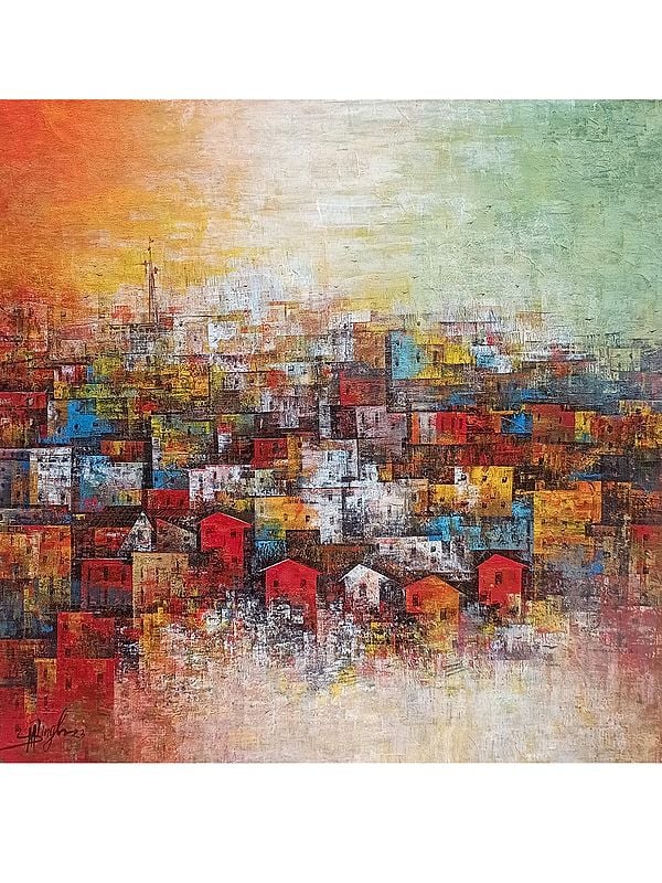 Home Town | Acrylic Art | Painting by M. Singh