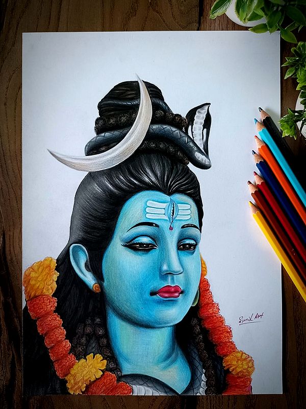 Beautiful Painting of Mahadev | Color Pencil Art by Sunil Kumar
