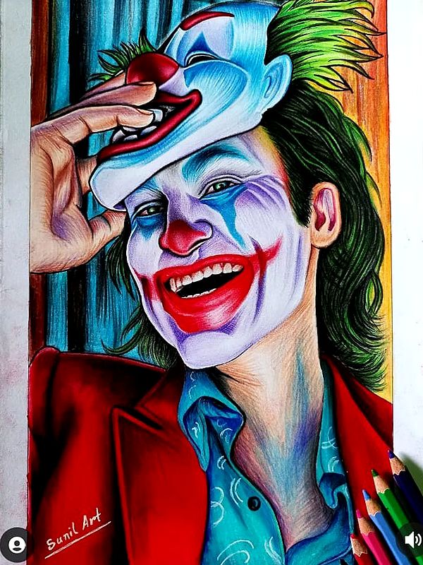 Face of Joker - A Fake Smile | Color Pencil Art by Sunil Kumar