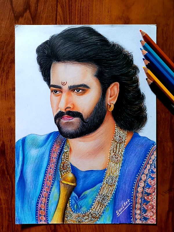 Colorful Portrait Of Bahubali | Colorpencil | By Sunil Kumar