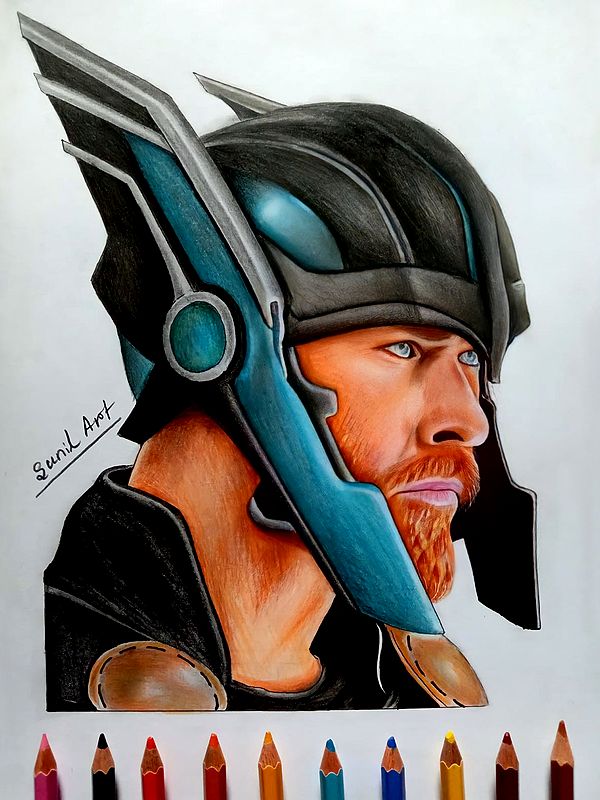 Colorful Portrait Of Thor Ragnarok | Colorpencil | By Sunil Kumar