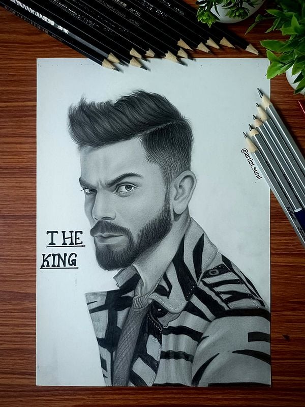 Portrait of Virat Kohli - India Captain | Graphite Pencil Medium | By Sunil Kumar