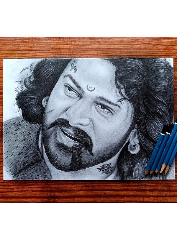 Portrait of Bahubali - A Warrior | Graphite Pencil Medium | By Sunil Kumar