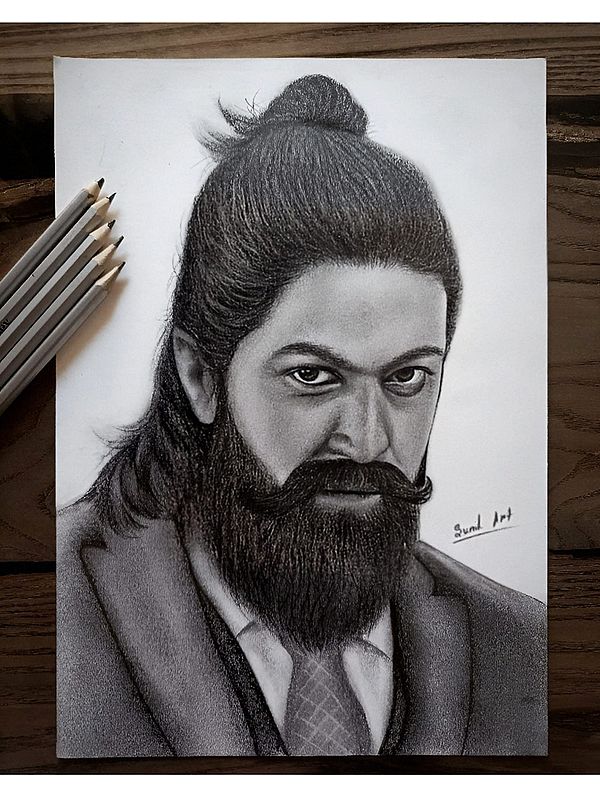 Portrait of KGF Movie Character of Yash | Graphite Pencil Medium | By Sunil Kumar