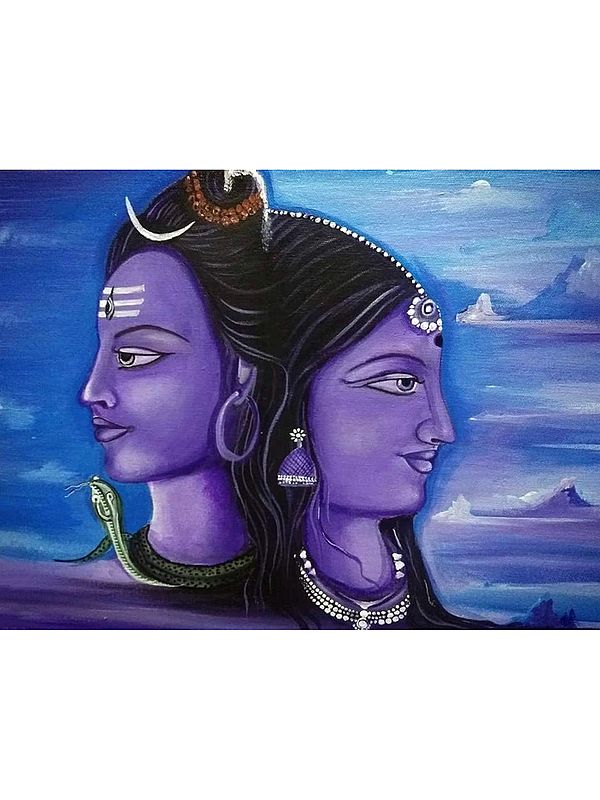 Ardhnarishwar - A Beautiful Painting Of Shiva And Parvati | Acrylic On Canvas | By Kajal Saxena