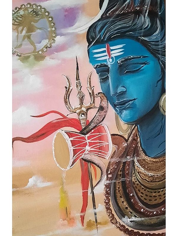 Shiva with Trident and Damru | Acrylic on Canvas Board | By Kajal Saxena