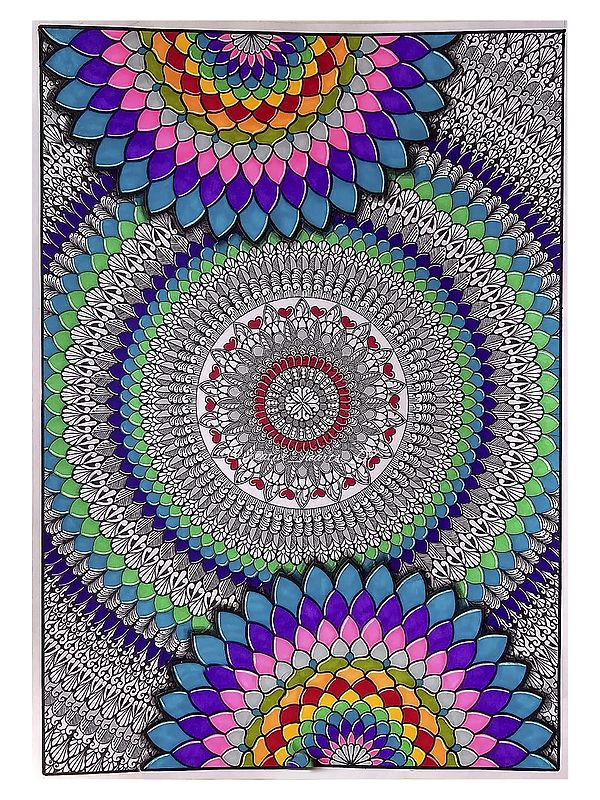 Attractive Floral Mandala Painting | Fineliner and Art Marker on Paper | By Manisha