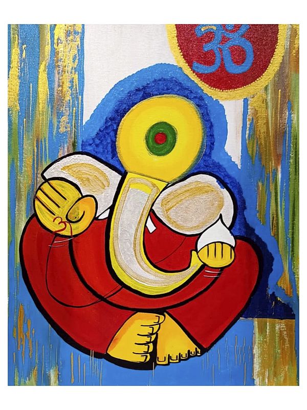 Lord Ganesha Abstract Painting | Acrylic on Canvas | By Muskan