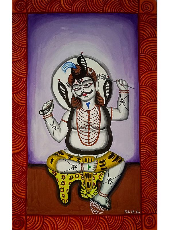 Lord Shiva - Kalighat Painting | Poster Color | By Soumick Das
