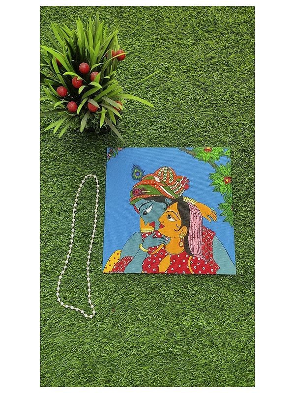 Radha and Krishna - Eternal Love | Acrylic on Canvas Board with 3D Outliner | By Mahanvi Jhunjhunwala