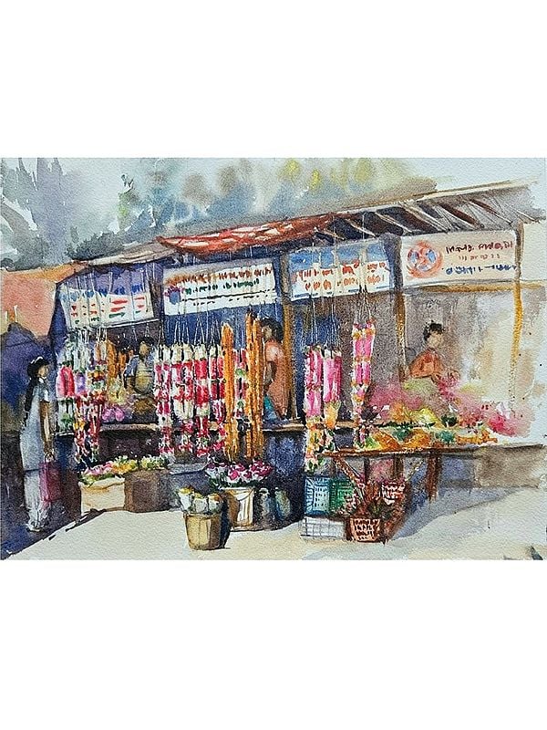 Flower Market | Painting By Anita Alvares Bhatia