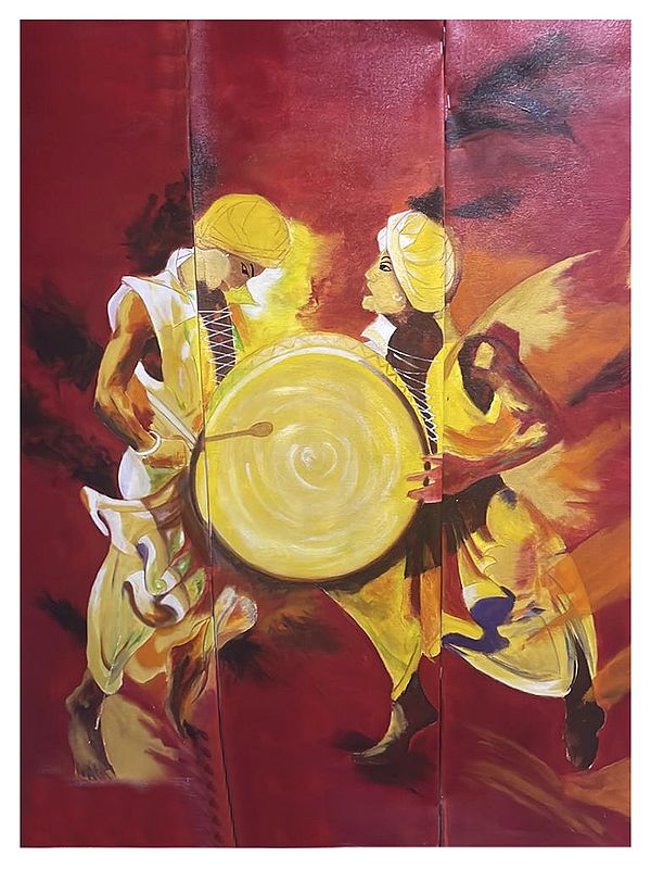 Rhythm of Dhol | Acrylic Painting by Ravi Upadhyay