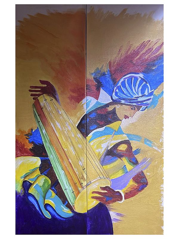 Dancing with Dhol | Acrylic on Canvas | Painting by Ravi Upadhyay