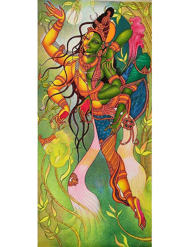 Dancing Ardhanarishvara | Kerala Mural Painting by Vishnu Shreedhar