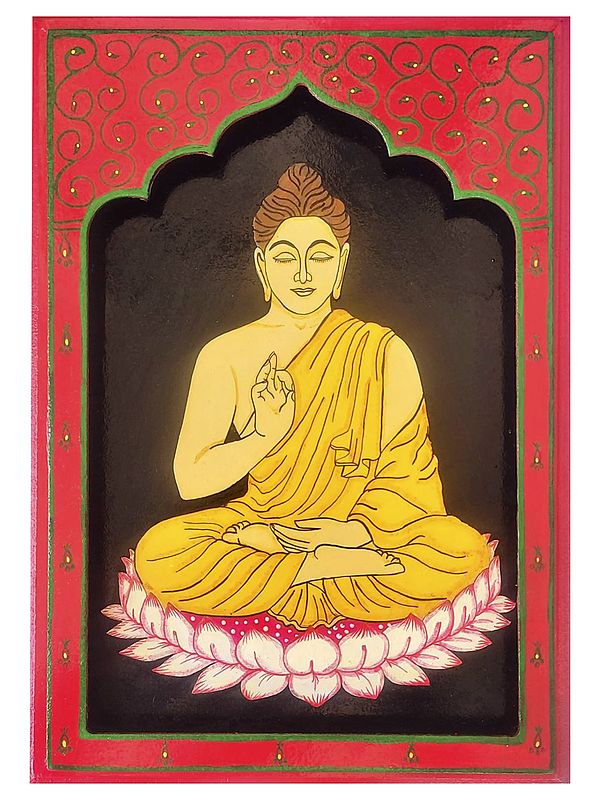 Gautam Buddha Seated on Lotus | Acrylic on MDF Wood | By Gaurav